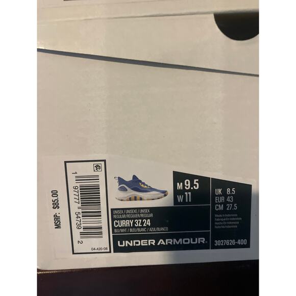 Under Armour Curry Basketball Shoes Blue and White Size 9.5
